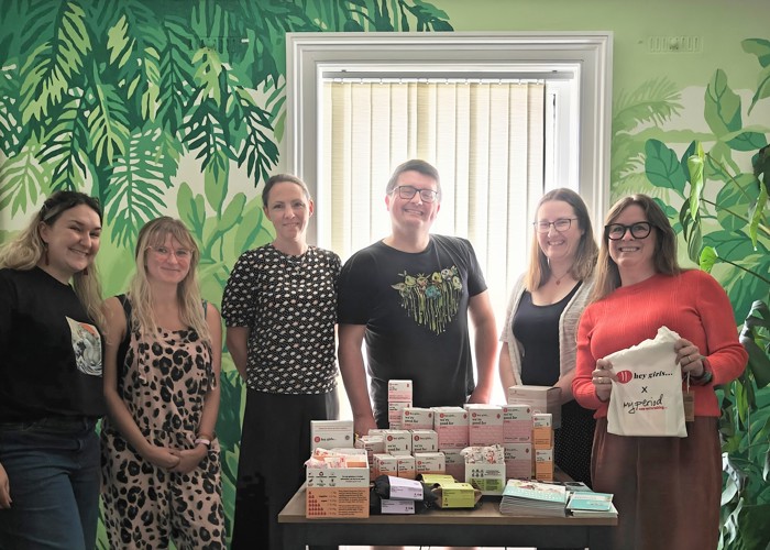 My Period Director, Hannah Cooke, with the Cup-O-T team including CEO Catherine Gray and team members Amber, Asim, Emma and Jemima.